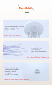 Jellyfish LED Night Light RGB Adjustable Color Active Tentacle USB Rechargeable Bedside Lamp with Polished Base Jellyfish Lights